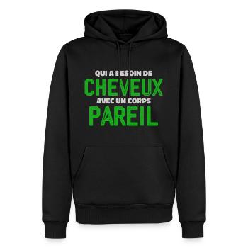 Pour Chauve Drôle Calvitie - Sweat à capuche Premium bio Homme - noir - Devant - Nico (187cm)