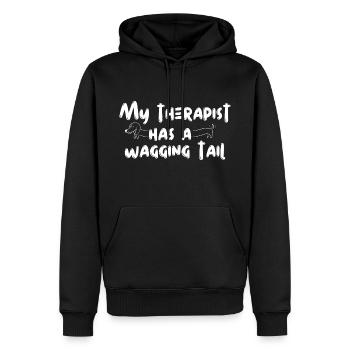 Mon chien - Mon thérapeute à quatre pattes - Sweat à capuche Premium bio Homme - noir - Devant - Nico (187cm)