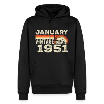 January 1951 Vintage Birthday 1951, Born in 1951 - Men’s Premium Organic Hoodie - black - Front - Nico (187cm)