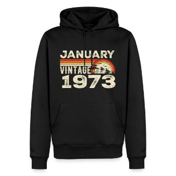 Januar 1973 Jahrgang Geburtstag 1973, Jahrgang 1973 - Männer Premium Bio Hoodie - Schwarz - Vorne - Nico (187cm)