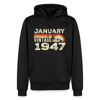 Januar 1947 Jahrgang Geburtstag 1947, geboren 1947 - Männer Premium Bio Hoodie - Schwarz - Vorne - Nico (187cm)