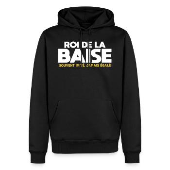 Roi de la baise sexe beauf cadeau drôle humour - Sweat à capuche Premium bio Homme - noir - Devant - Nico (187cm)