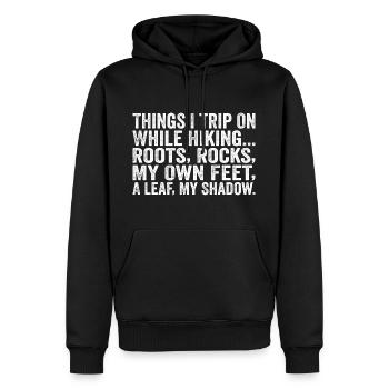 Dinge, über die ich beim Wandern stolpere Wurzeln rockt mein eigenes F - Männer Premium Bio Hoodie - Schwarz - Vorne - Nico (187cm)