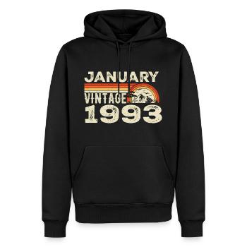 Januar 1993 Jahrgang Geburtstag 1993, Jahrgang 1993 - Männer Premium Bio Hoodie - Schwarz - Vorne - Nico (187cm)