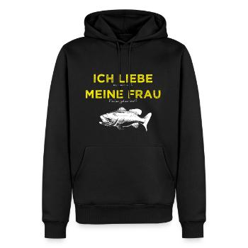 Liebe Frau Angeln Fischen Fischer Spruch Lustig - Männer Premium Bio Hoodie - Schwarz - Vorne - Nico (187cm)