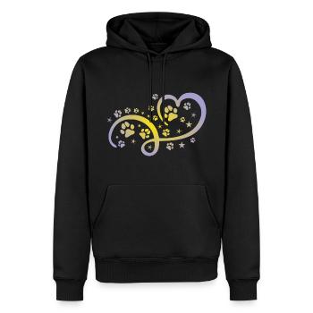 Herz mit Pfötchen und Sternen - Männer Premium Bio Hoodie - Schwarz - Vorne - Nico (187cm)