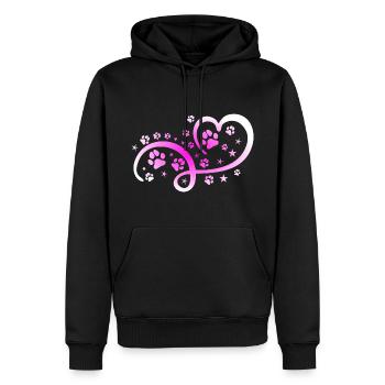 Herz mit Pfötchen und Sternen - Männer Premium Bio Hoodie - Schwarz - Vorne - Nico (187cm)