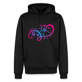 Herz mit Pfötchen und Sternen - Männer Premium Bio Hoodie - Schwarz - Vorne - Nico (187cm)