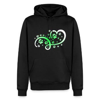 Herz mit Pfötchen und Sternen - Männer Premium Bio Hoodie - Schwarz - Vorne - Nico (187cm)