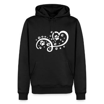 Herz mit Pfötchen und Sternen - Männer Premium Bio Hoodie - Schwarz - Vorne - Nico (187cm)