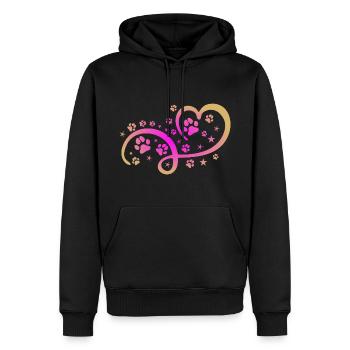 Herz mit Pfötchen und Sternen - Männer Premium Bio Hoodie - Schwarz - Vorne - Nico (187cm)