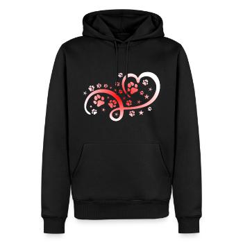 Herz mit Pfötchen und Sternen - Männer Premium Bio Hoodie - Schwarz - Vorne - Nico (187cm)
