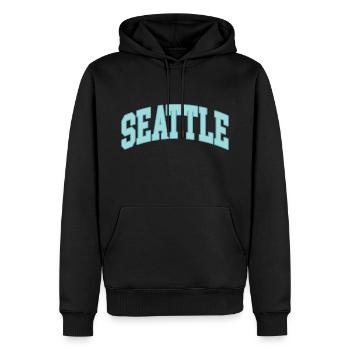 Seattle - Sweat à capuche Premium bio Homme - noir - Devant - Nico (187cm)