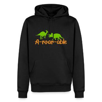 Dinosaure A-roar-able Drôle de dicton - Sweat à capuche Premium bio Homme - noir - Devant - Nico (187cm)