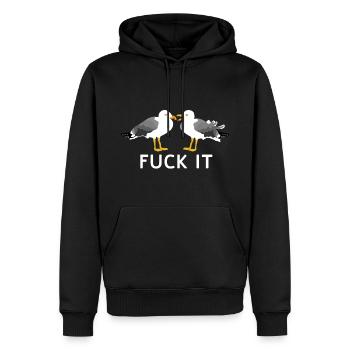 Seagull, Seagull, Bird, Sayings, Black Humor - Men’s Premium Organic Hoodie - black - Front - Nico (187cm)