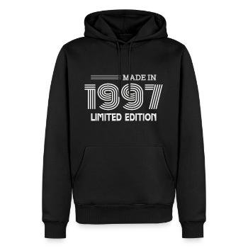 1997 Geburtstagsgeschenk 1997 Geschenkidee - Männer Premium Bio Hoodie - Schwarz - Vorne - Nico (187cm)