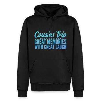 Cousin Trip 2025 - Sweat à capuche Premium bio Homme - noir - Devant - Nico (187cm)