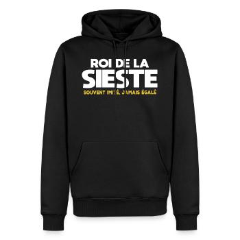 Roi de la sieste cadeau drôle dormeur - Sweat à capuche Premium bio Homme - noir - Devant - Nico (187cm)