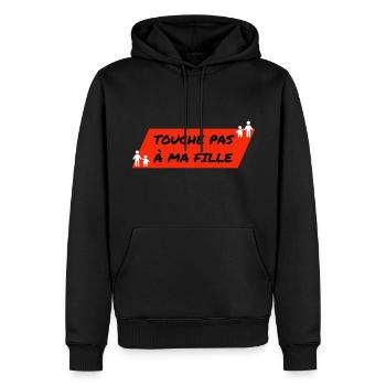 Touche pas à ma fille. - Sweat à capuche Premium bio Homme - noir - Devant - Nico (187cm)