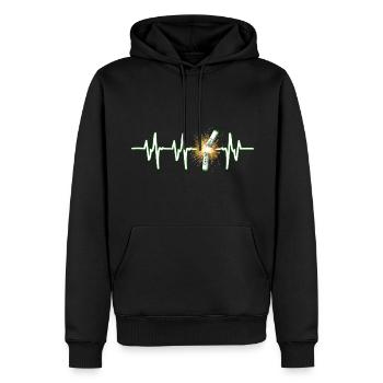 Heartbeat Böller - Männer Premium Bio Hoodie - Schwarz - Vorne - Nico (187cm)