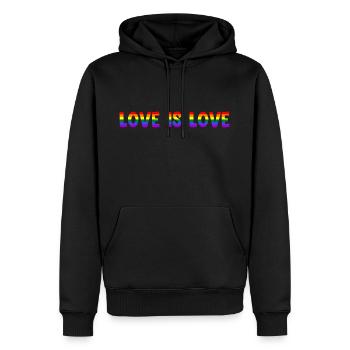 Rainbow Love Is Love LGBTQIA+ CSD Gay Pride - Männer Premium Bio Hoodie - Schwarz - Vorne - Nico (187cm)