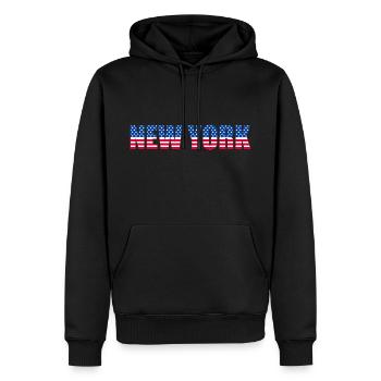 NEW YORK Flagge - Männer Premium Bio Hoodie - Schwarz - Vorne - Nico (187cm)