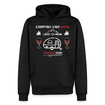 Camping et vin - Dire - Sweat à capuche Premium bio Homme - noir - Devant - Nico (187cm)