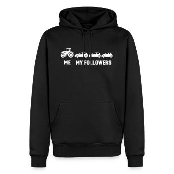 Me and my followers tractor t-shirt for farmer - Men’s Premium Organic Hoodie - black - Front - Nico (187cm)