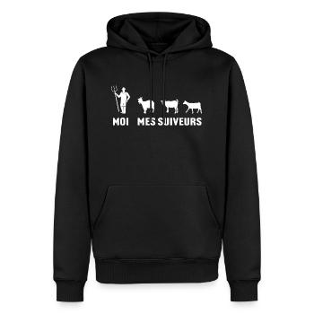 moi et mes suiveurs chèvres cadeau chèvre - Sweat à capuche Premium bio Homme - noir - Devant - Nico (187cm)