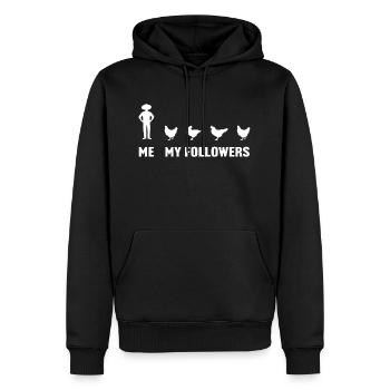 Ich und meine Follower Huhn - Männer Premium Bio Hoodie - Schwarz - Vorne - Nico (187cm)