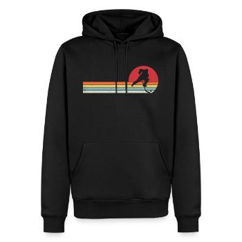retro hockey sur glace cadeau hockey - Sweat à capuche Premium bio Homme - noir - Devant - Nico (187cm)