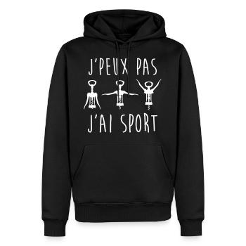 Je peux pas j'ai sport - Sweat à capuche Premium bio Homme - noir - Devant - Nico (187cm)