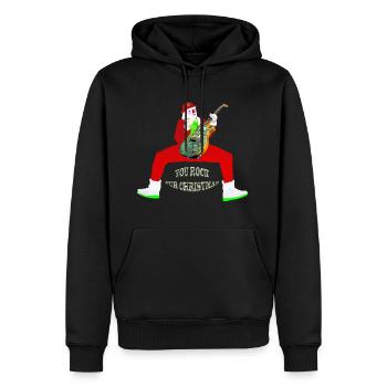 père Noël guitariste you rock for christmas - Sweat à capuche Premium bio Homme - noir - Devant - Nico (187cm)