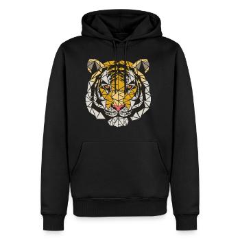 Tiger - Polygon Motiv - Geometrisch - Geschenk - Männer Premium Bio Hoodie - Schwarz - Vorne - Nico (187cm)