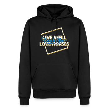 Vivre bien-piscine souvent l'amour Chevaux T-shirt - Sweat à capuche Premium bio Homme - noir - Devant - Nico (187cm)
