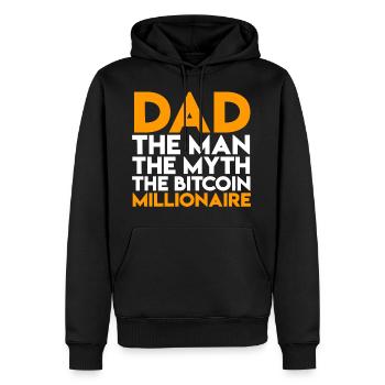 Bitcoin Millionaire papa père T-shirt - Sweat à capuche Premium bio Homme - noir - Devant - Nico (187cm)