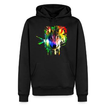 Wolf Splash Modern - Männer Premium Bio Hoodie - Schwarz - Vorne - Nico (187cm)