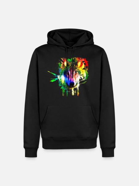 Wolf Splash Modern - Men’s Premium Organic Hoodie - black