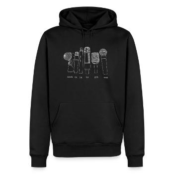 mics en concert - Sweat à capuche Premium bio Homme - noir - Devant - Nico (187cm)