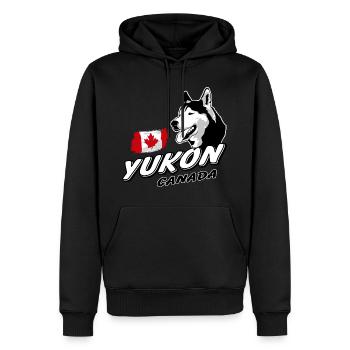 Yukon - Husky - Canada Flag - Männer Premium Bio Hoodie - Schwarz - Vorne - Nico (187cm)