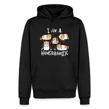 I Love Hamsters: Hamsteraholic - Men’s Premium Organic Hoodie - black - Front - Nico (187cm)