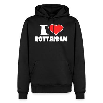 Rotterdam - Sweat à capuche Premium bio Homme - noir - Devant - Nico (187cm)
