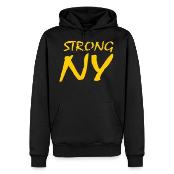 New York - Männer Premium Bio Hoodie - Schwarz - Vorne - Nico (187cm)