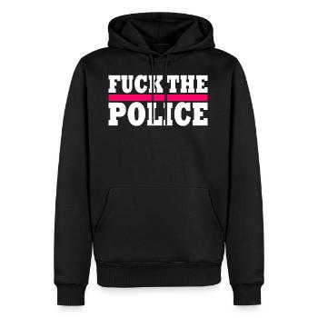 stop brutality - Männer Premium Bio Hoodie - Schwarz - Vorne - Nico (187cm)