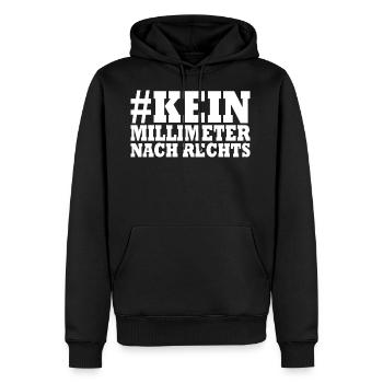 kein millimeter nach rechts - Männer Premium Bio Hoodie - Schwarz - Vorne - Nico (187cm)