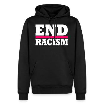 End Racism - Männer Premium Bio Hoodie - Schwarz - Vorne - Nico (187cm)