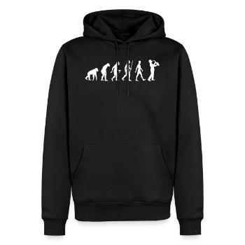 Évolution du saxophone - Sweat à capuche Premium bio Homme - noir - Devant - Nico (187cm)