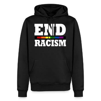 End Racism - Männer Premium Bio Hoodie - Schwarz - Vorne - Nico (187cm)
