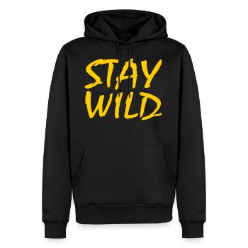 STAY WILD - Männer Premium Bio Hoodie - Schwarz - Vorne - Nico (187cm)