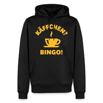 Käffchen Bingo (Baumann Klausen Clausen Kaffee V2) - Männer Premium Bio Hoodie - Schwarz - Vorne - Nico (187cm)